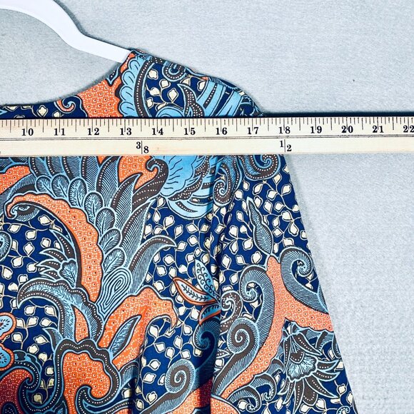 J Mclaughlin Dress Womens XL Blue Stretch Paisley Catalina Cloth Midi - Picture 8 of 14